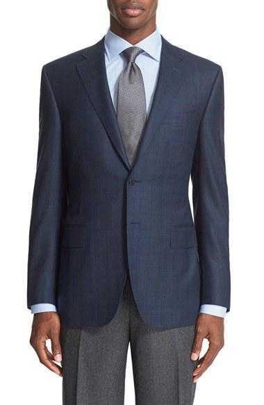 Men's Canali Classic Fit Plaid Wool Sport Coat L Eu - Blue