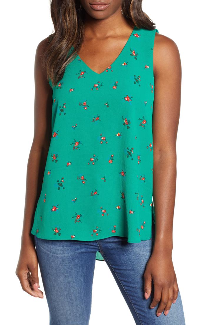Petite Women's Gibson V-neck Shell, Size P - Green