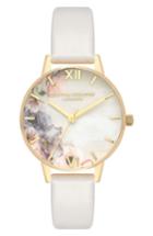 Women's Olivia Burton Watercolor Floral Leather Strap Watch, 30mm