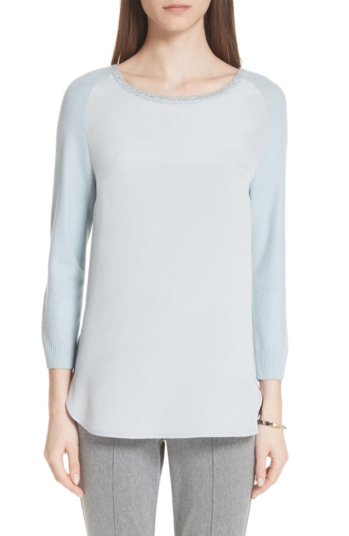 Women's St. John Collection Bird's Eye Float Jacquard Knit Sweater - Grey