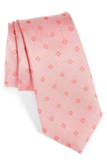 Men's Calibrate Oxford Geometric Silk Tie, Size - Orange