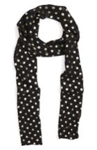 Women's Saint Laurent Lame Polka Dots Skinny Silk Scarf, Size - Black