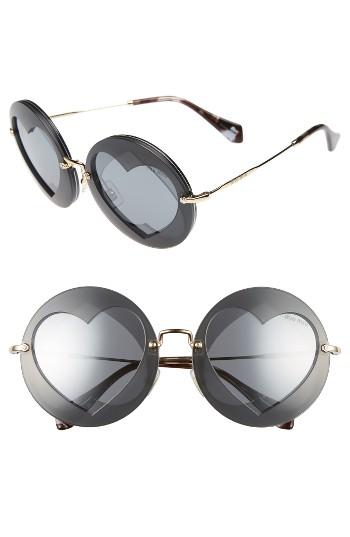 Women's Miu Miu 62mm Layered Heart Round Sunglasses - Grey Mirror