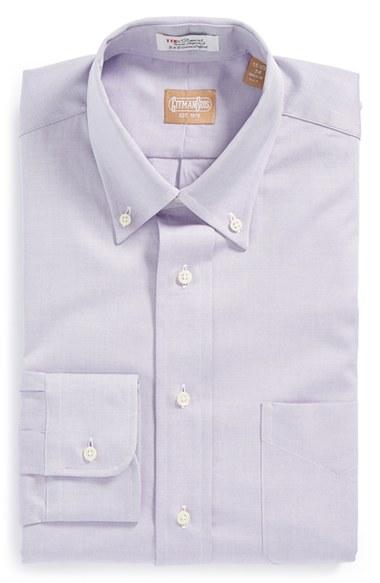 Men's Gitman Regular Fit Pinpoint Cotton Oxford Button Down Dress Shirt .5 34 - Purple