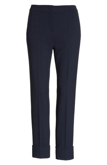 Women's Emporio Armani Stretch Wool Crepe Cuffed Pants Us / 38 It - Blue