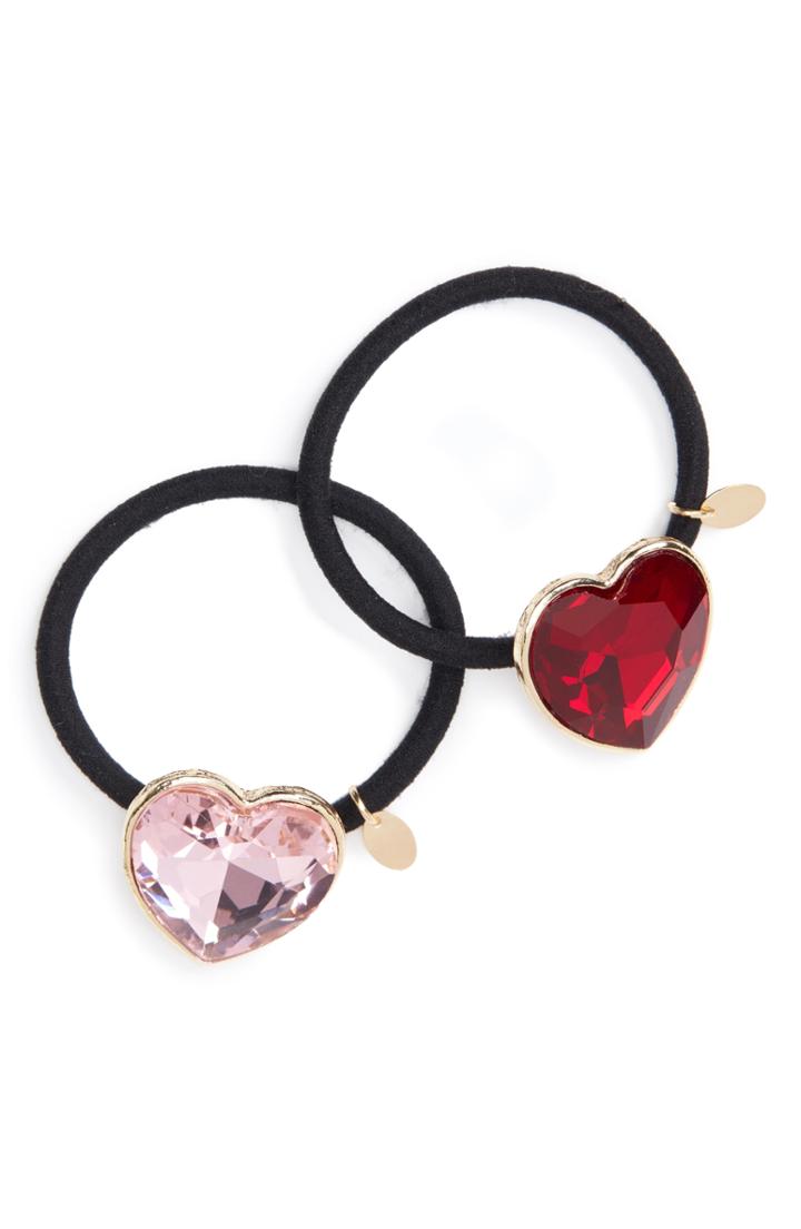 Cara Set Of 2 Crystal Heart Ponytail Holders