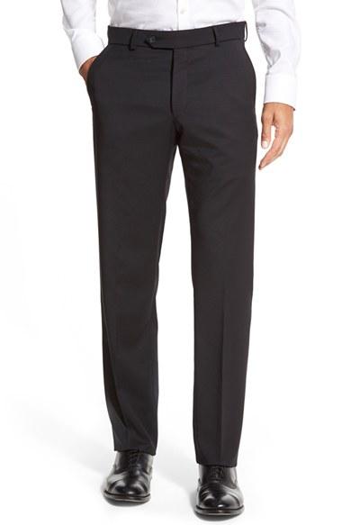 Men's Ballin Flat Front Solid Wool Trousers