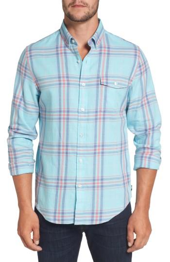 Men's Vineyard Vines Rhoda Pond Slim Fit Plaid Sport Shirt, Size - Blue