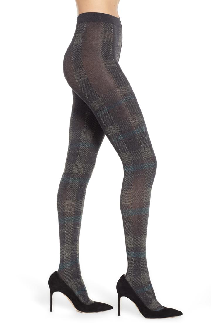 Women's Oroblu Plaid Opaque Tights - Black