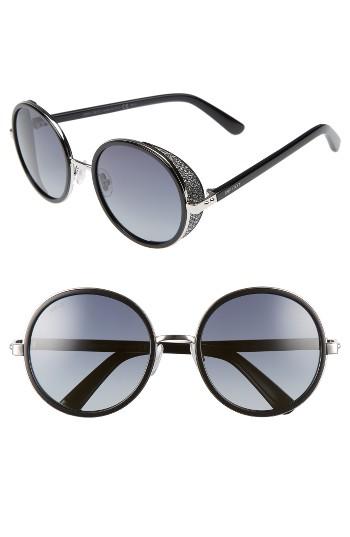 Women's Jimmy Choo Andiens 54mm Round Sunglasses - Palladium/ Black