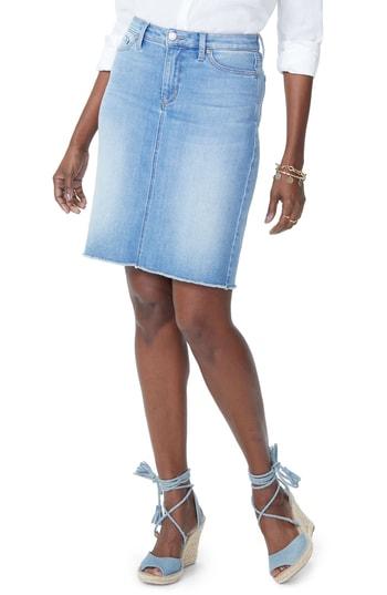 Women's Nydj Frayed Hem Denim Skirt - Blue