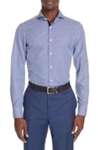 Men's Canali Slim Fit Dot Dress Shirt - Blue