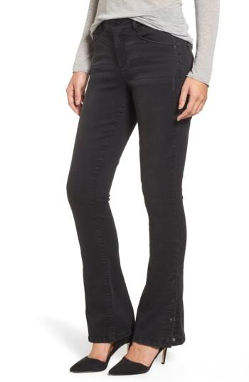 Women's Wit & Wisdom Snap Hem Itty Bitty Bootcut Jeans - Black