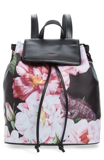 Ted Baker London Jullie Iguazu Print Nylon Backpack - Black