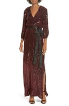 Women's Alice + Olivia Bayley Sequin Maxi Shirtdress - Burgundy