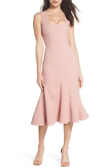 Women's Dress The Population Monica Tea Length Trumpet Dress - Pink