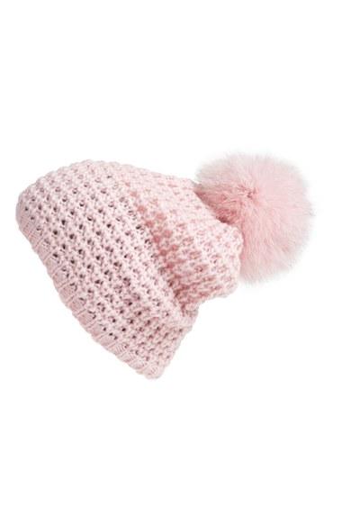 Women's Kyi Kyi Genuine Fox Pompom Hat -