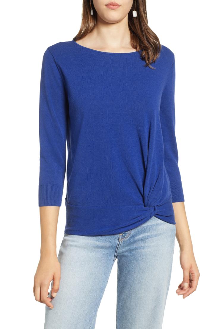 Women's Halogen Front Twist Sweater - Blue