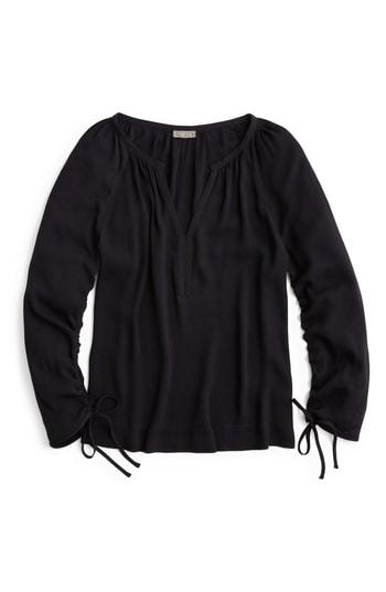 Women's J.crew Point Sur Drapey V-neck Top - Black