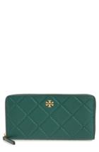Women's Tory Burch Monroe Leather Continental Wallet - Green