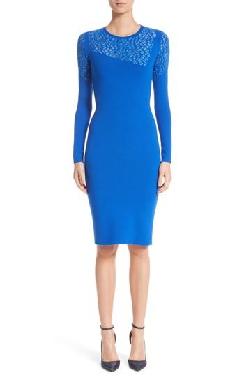 Women's Versace Collection Contrast Stitch Knit Dress Us / 38 It - Blue