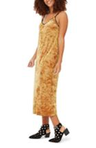 Women's Topshop Crushed Velvet Midi Slipdress Us (fits Like 0) - Brown