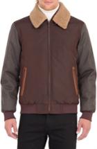 Men's Rainforest Waxed Nylon Jacket With Faux Shearling Collar, Size - Burgundy