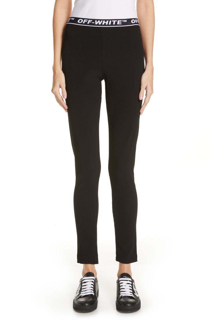 Women's Off-white Ribbed Leggings Us / 38 It - Black