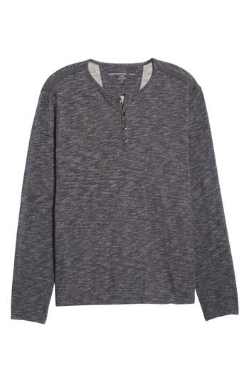 Men's John Varvatos Star Usa Long Sleeve Slub Knit Henley, Size - Black