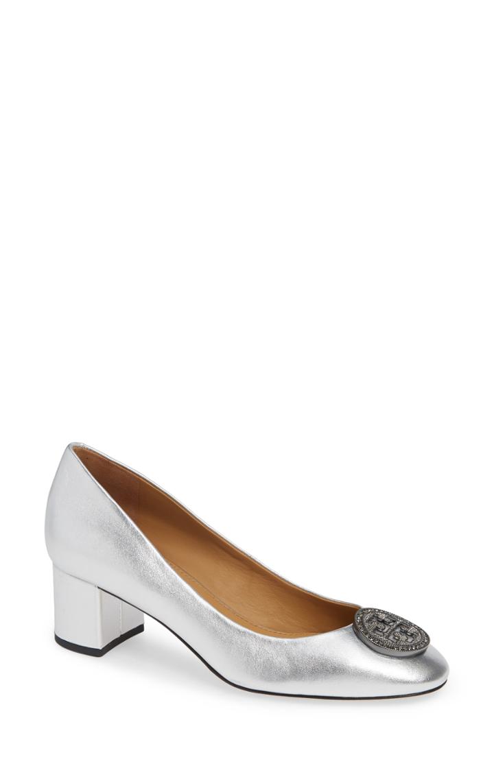 Women's Tory Burch Liana Embellished Medallion Pump M - Metallic