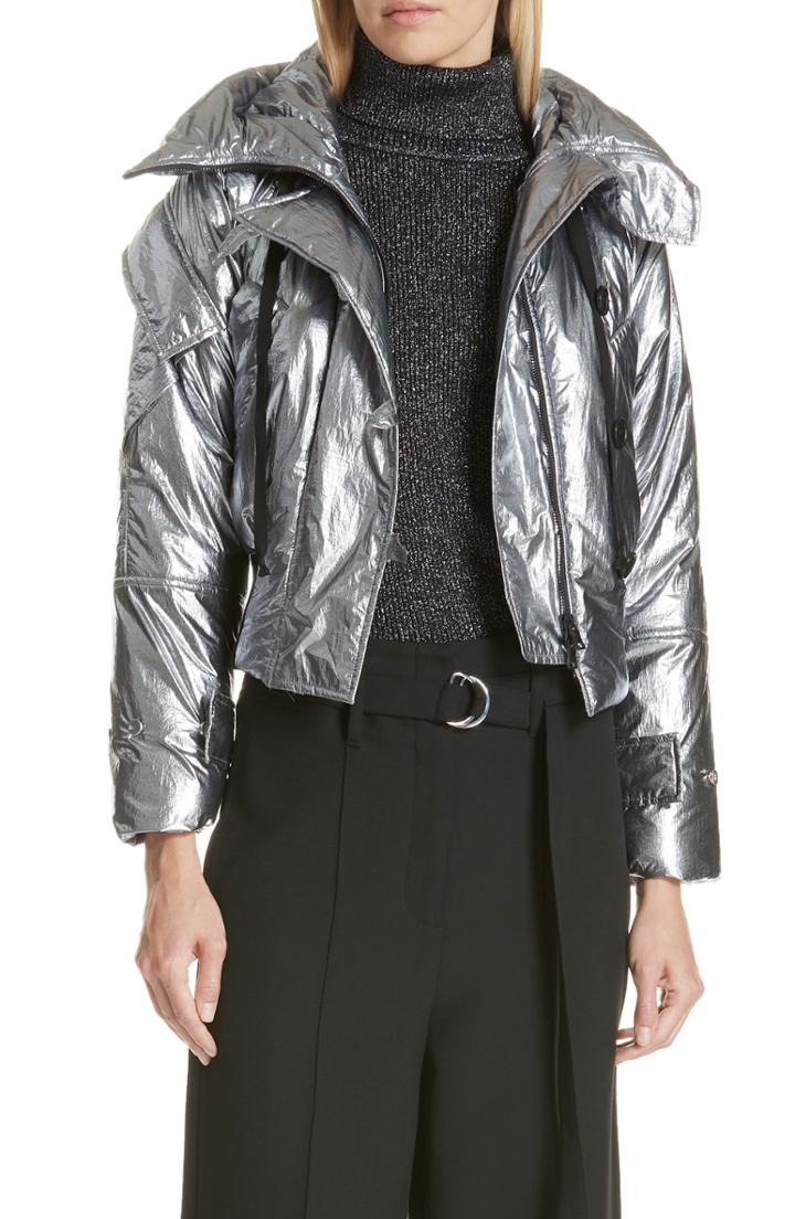 Women's Robert Rodriguez Metallic Crop Puffer Jacket
