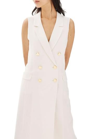 Women's Topshop Double Breasted Blazer Dress Us (fits Like 0) - Ivory
