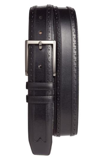 Men's Mezlan Leather Belt - Dark Brown