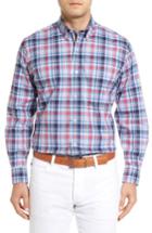 Men's Tailorbyrd Apricot Regular Fit Plaid Sport Shirt - Blue