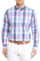 Men's Tailorbyrd Accona Regular Fit Buffalo Check Sport Shirt, Size - Blue