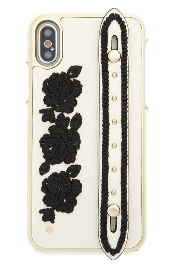 Kate Spade New York Embroidered Iphone X Case With Strap - Black