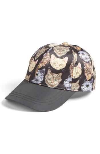 Women's August Hat Cat Baseball Cap - Black