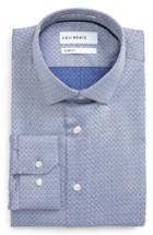 Men's Calibrate Trim Fit Print Dress Shirt 34/35 - Blue