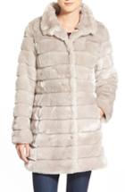 Women's Eliza J Grooved Faux Fur Coat - Metallic