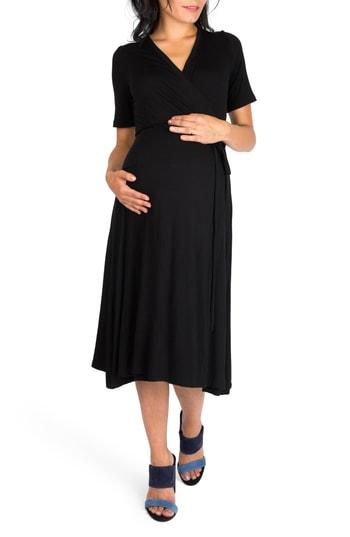 Women's Nom Maternity Maya Wrap Maternity Dress - Black