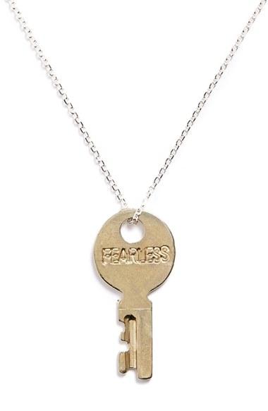 Women's The Giving Keys 'dainty - Fearless' 36-inch Silver Key Pendant Necklace