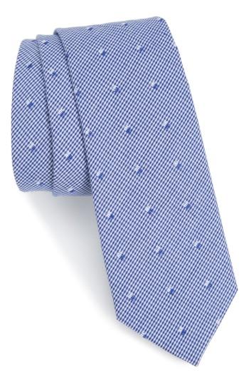 Men's Nordstrom Men's Shop Dobby Solid Cotton Skinny Tie, Size - Blue