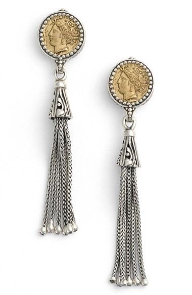 Women's Konstantino Coin Tassel Drop Earrings