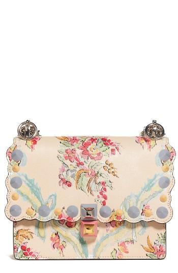 Fendi Mini Kan I Leather Shoulder Bag - Beige
