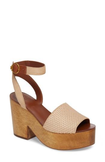 Women's Tory Burch Camilla Genuine Calf Hair Platform Sandal .5 M - Beige