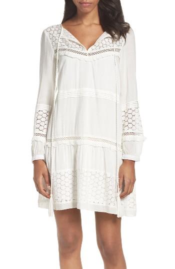 Women's French Connection 'lola' Mixed Media A-line Dress - White
