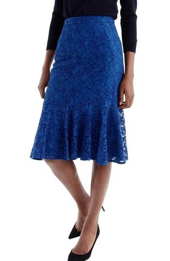 Women's J.crew Lace Trumpet Skirt - Blue