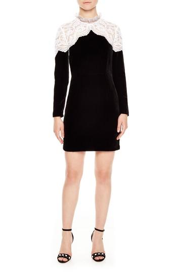 Women's Sandro Junie Lace & Velvet Dress - Black