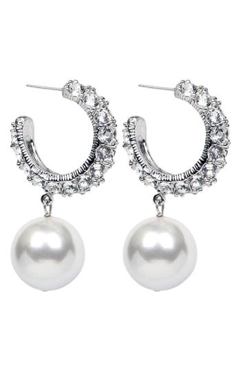 Women's Ben-amun Crystal & Imitation Pearl Hoop Earrings