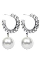Women's Ben-amun Crystal & Imitation Pearl Hoop Earrings